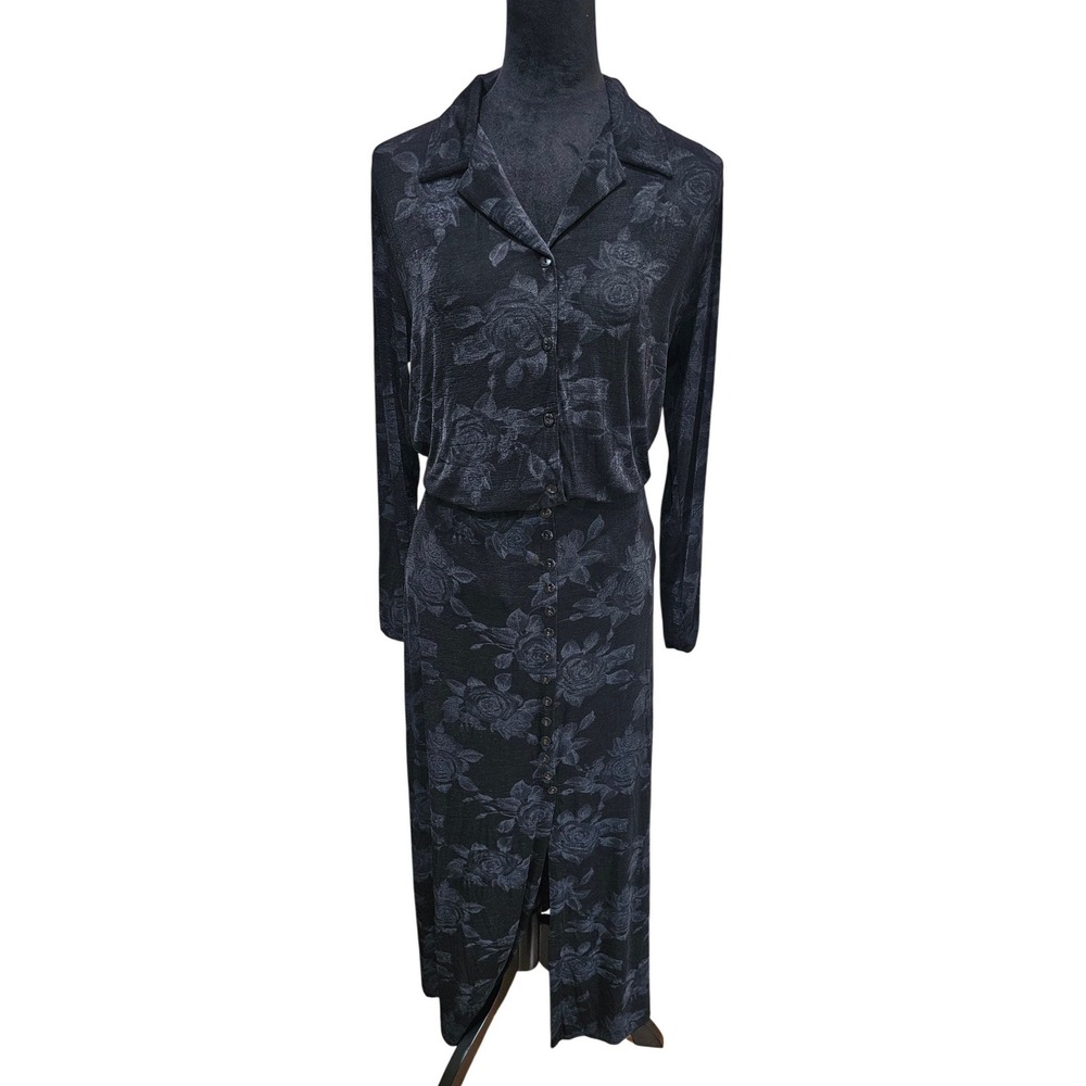 Es.Se 2 Piece Maxi Skirt Set Size M/L Black Floral Rose Esse 90s Y2K Goth Witchy - Picture 4 of 16